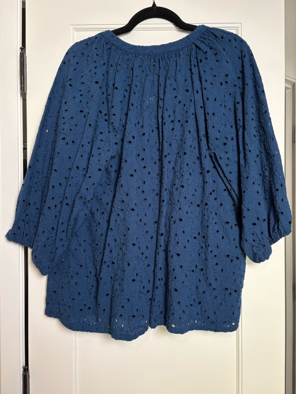 Calypso St. Barth Blue Eyelet Button Peasant Blouse (1X) - Picture 3 of 4